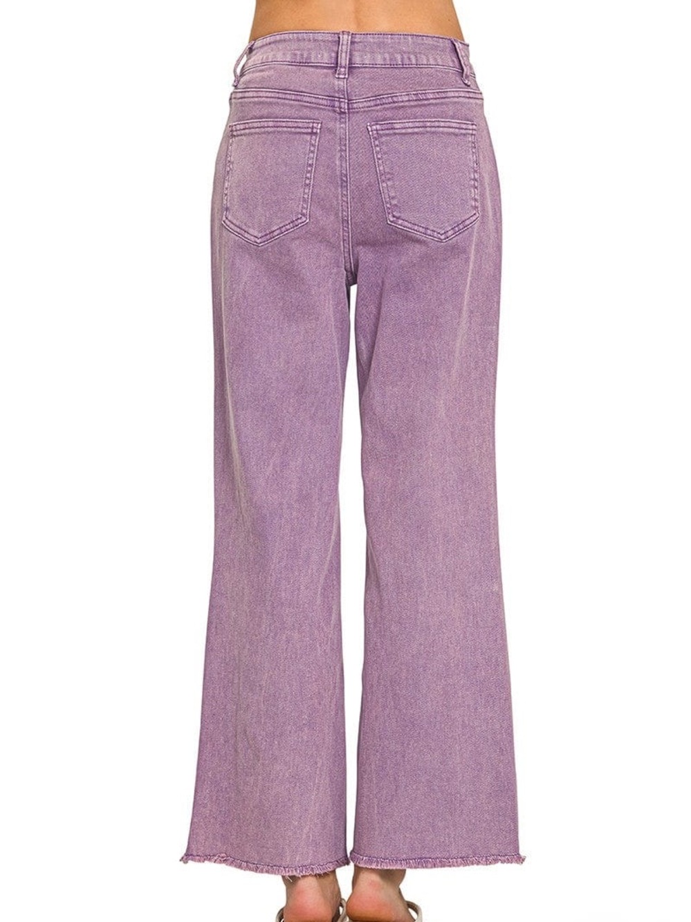 EUC💜Zenana Acid Washed Frayed Cutoff Hem Small Lt Plum - Picture 2 of 7